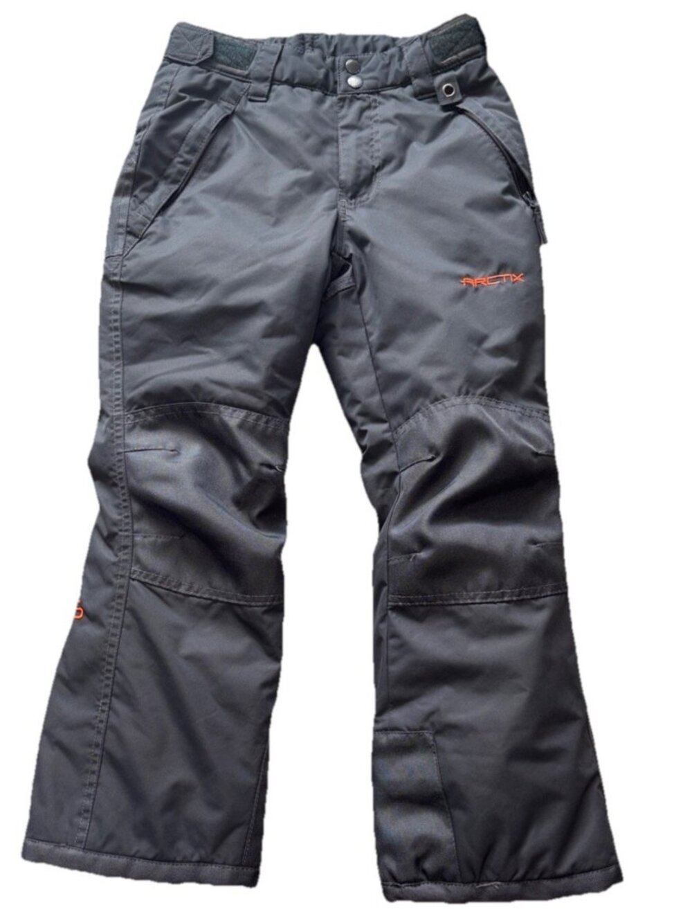 Arctix Youth S/P Black Insulated Snow Pants Winter Ski Orange Lining (3K) 32”L